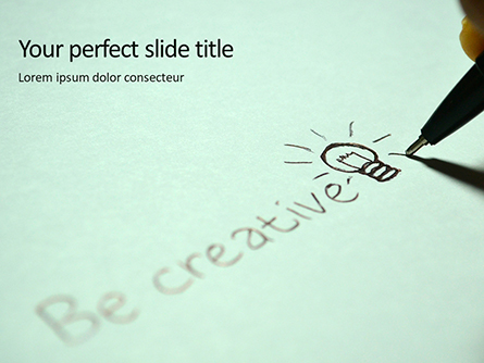 A Person's Hand Writing on Paper Be Creative Presentation Presentation Template, Master Slide