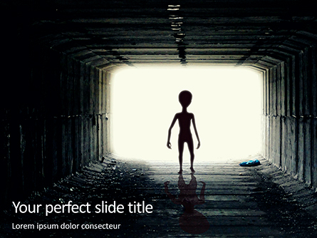 Spooky Silhouette of Alien in Tunnel Presentation Presentation Template, Master Slide