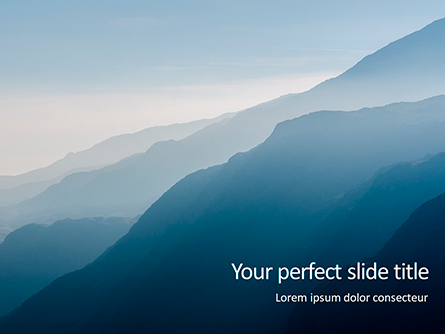 Panoramic Mountains in Blue Mist Presentation Presentation Template, Master Slide