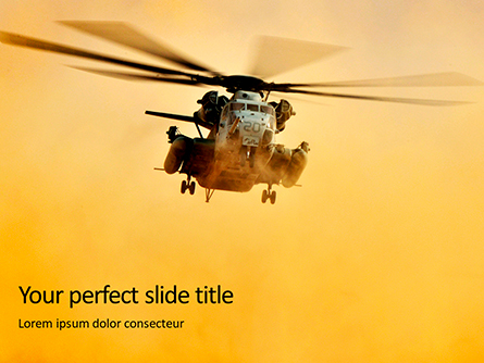Helicopter in Yellow Sky Presentation Presentation Template, Master Slide