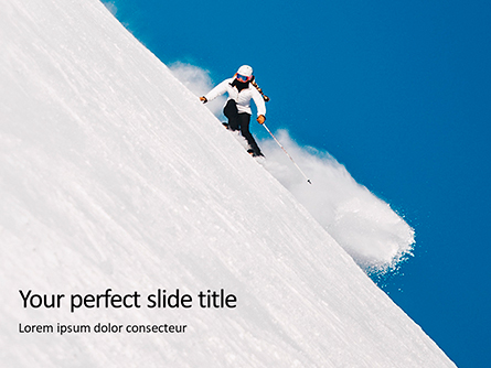 Skier Skiing Downhill During Sunny Day in High Mountains Presentation Presentation Template, Master Slide