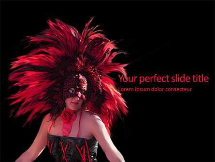 Beautiful Woman in Mardi Gras Mask and Makeup Presentation Presentation Template, Master Slide