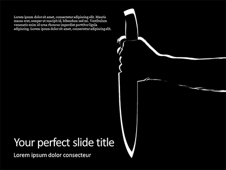 Silhouette of the Hand Holding a Big Sharp Knife Presentation Presentation Template, Master Slide