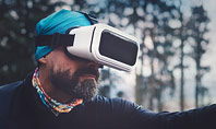 Man Uses a Virtual Reality Headset in the Forest Presentation Presentation Template