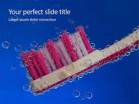 Plastic Toothbrush Under Water with Bubbles Presentation Presentation Template, Master Slide