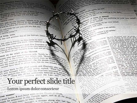 Crown of Thorns on Bible Presentation Presentation Template, Master Slide