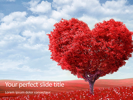A Red Heart Shaped Tree Presentation Presentation Template, Master Slide