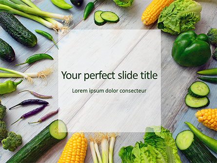 Frame of Green Organic Vegetables on Wooden Surface Presentation Presentation Template, Master Slide