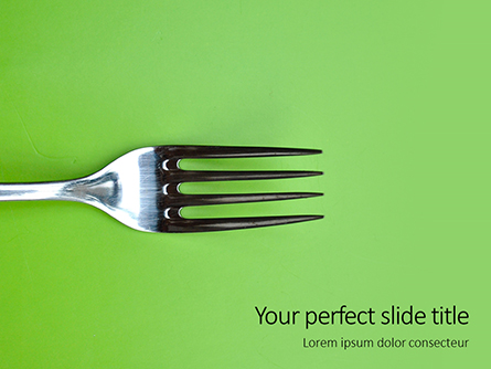 Silver Fork on Green Background Presentation Presentation Template, Master Slide