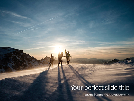 Three People Climbing with Skis Presentation Presentation Template, Master Slide