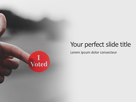 I Voted Sticker on a Man’s Finger Presentation Presentation Template, Master Slide