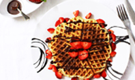 Belgium Waffles with Chocolate Sauce and Strawberries Presentation Presentation Template