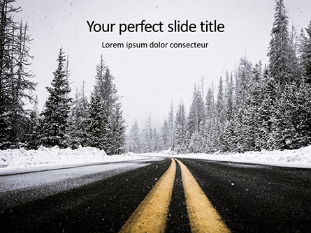 Low Angle View of Stripes on Snowy Mountain Road Presentation Presentation Template, Master Slide