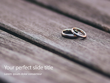 Two Wedding Rings on Wooden Surface Presentation Presentation Template, Master Slide