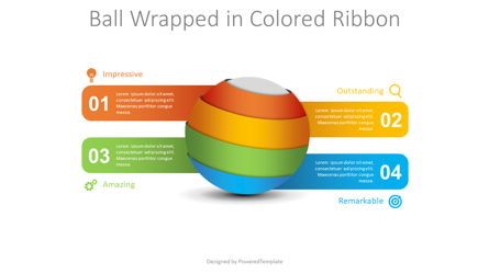 Ball Wrapped in Colored Ribbon Infographic Presentation Template, Master Slide