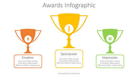 Three Trophy Cups Infographic Presentation Template, Master Slide