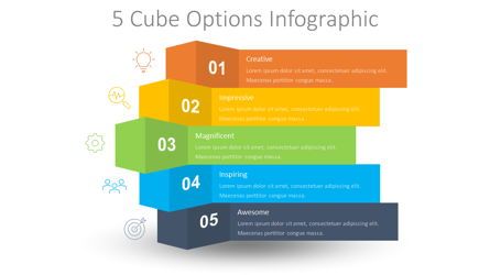 5 Cube Options Infographic Presentation Template, Master Slide