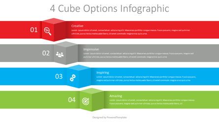 4 Cube Options Infographic Presentation Template, Master Slide
