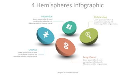 4 Hemispheres Infographic Presentation Template, Master Slide