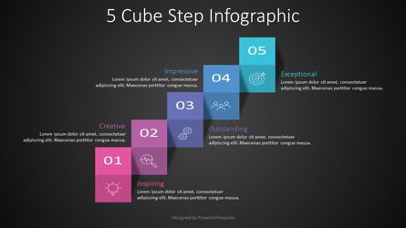 5 Cube Step Infographic Presentation Template, Master Slide
