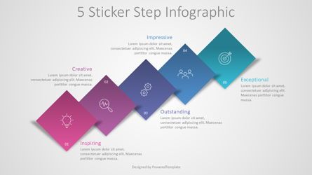 5 Sticker Step Infographic Presentation Template, Master Slide