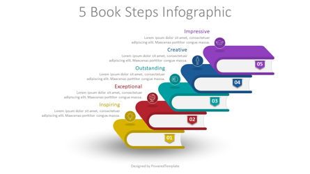 5 Book Steps Infographic Presentation Template, Master Slide