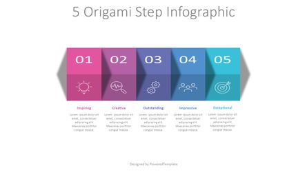 5 Origami Steps Infographic Presentation Template, Master Slide