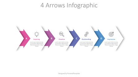 Four Flow Process Arrows Presentation Template, Master Slide
