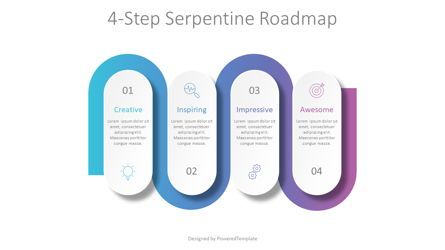 4-Step Serpentine Roadmap Presentation Template, Master Slide