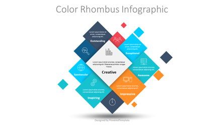 Color Rhombus Infographic Presentation Template, Master Slide