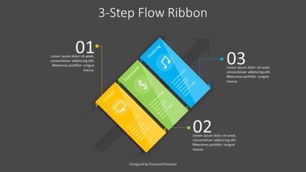 3-Step Flow Ribbon Diagram Presentation Template, Master Slide