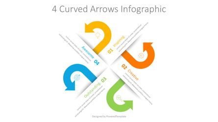 4 Curved Arrows Infographic Presentation Template, Master Slide