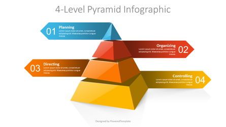 4-Level Pyramid with Planning and Organizing Presentation Template, Master Slide