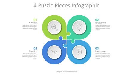 4 Puzzle Pieces in Flower Shape Diagram Presentation Template, Master Slide