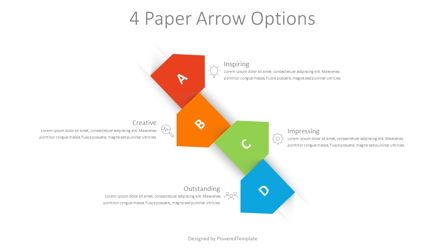 4 Paper Arrow Options Presentation Template, Master Slide