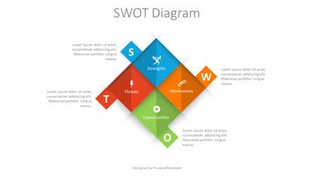 Rhombus Shaped SWOT Diagram Presentation Template, Master Slide