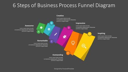 6 Steps of Business Process Funnel Diagram Presentation Template, Master Slide