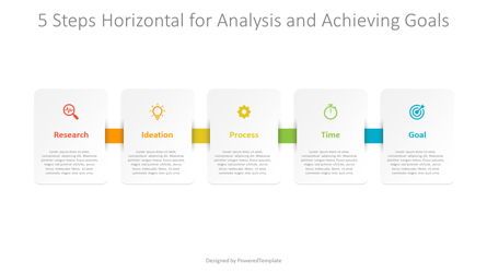 5 Horizontal Steps for Research and Achieving Goals Presentation Template, Master Slide