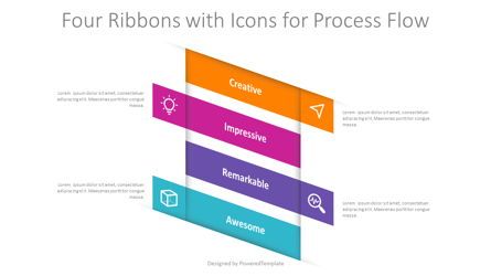 4 Ribbons with Icons for Process Flow Presentation Template, Master Slide