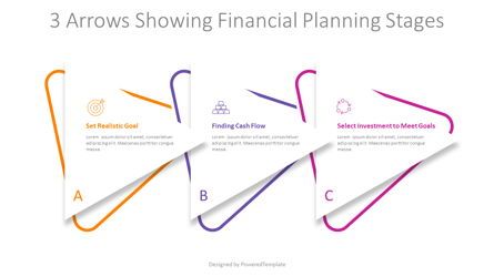 3 Arrows Showing Financial Planning Stages Presentation Template, Master Slide