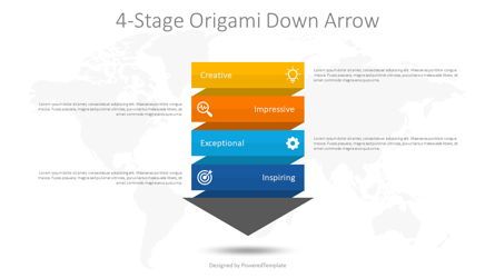 4-Stage Origami Down Arrow Presentation Template, Master Slide