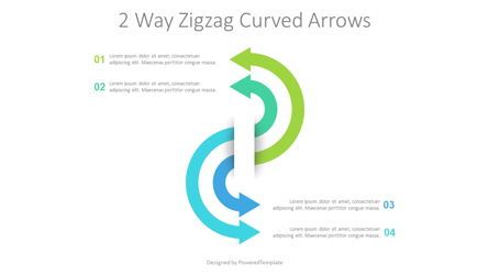 2 Way Zigzag Curved Arrows Presentation Template, Master Slide
