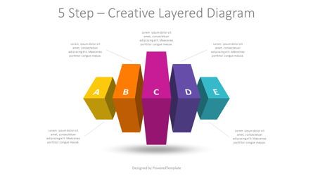 5 Step - Creative Layered Diagram Presentation Template, Master Slide