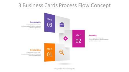 3 Business Cards Process Flow Concept Presentation Template, Master Slide