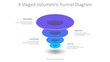 4 Stages Volumetric Funnel Diagram Presentation Template, Master Slide