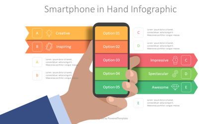 Smartphone in Hand Infographic Presentation Template, Master Slide