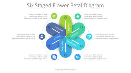 Six Staged Flower Petal Diagram Presentation Template, Master Slide