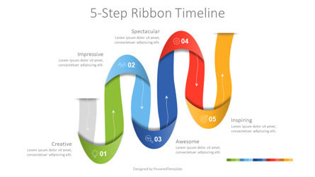 5-Step Zigzag Ribbon Timeline Presentation Template, Master Slide