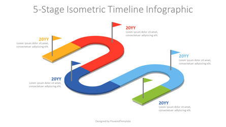 5-Stage Isometric Timeline Infographic Presentation Template, Master Slide
