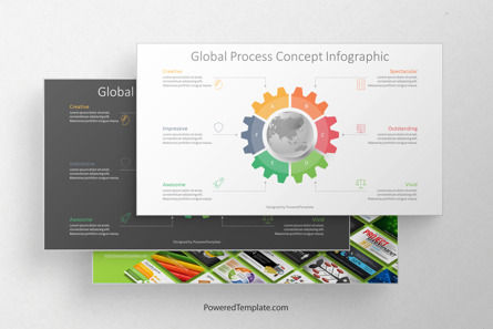 Global Process Concept Infographic Presentation Template, Master Slide